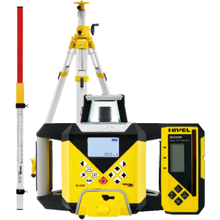 Nivel System NL720R Digital + statyw SJJ32 + łata LS-24 - laser obrotowy czerwony 700 m z autowpasowaniem i cyfrowym czujnikiem RD500R Digital